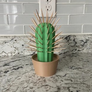 3D打印仙人掌仿真盆栽牙签盒分配器家用摆件恶搞生日礼物