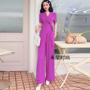 2024新款女装夏季气质名媛高端西装连体裤高级减龄收腰阔腿连衣裤
