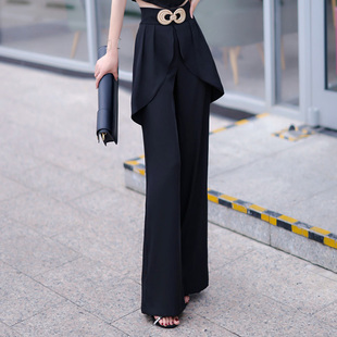 2025夏季新款设计感阔腿裤裤子休闲裤高腰遮肚子显瘦垂感长裤女装