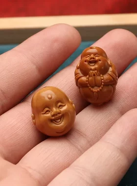 单籽橄榄核雕刻百态开心弥勒头笑佛单颗钥匙扣文玩礼物顶珠配饰男