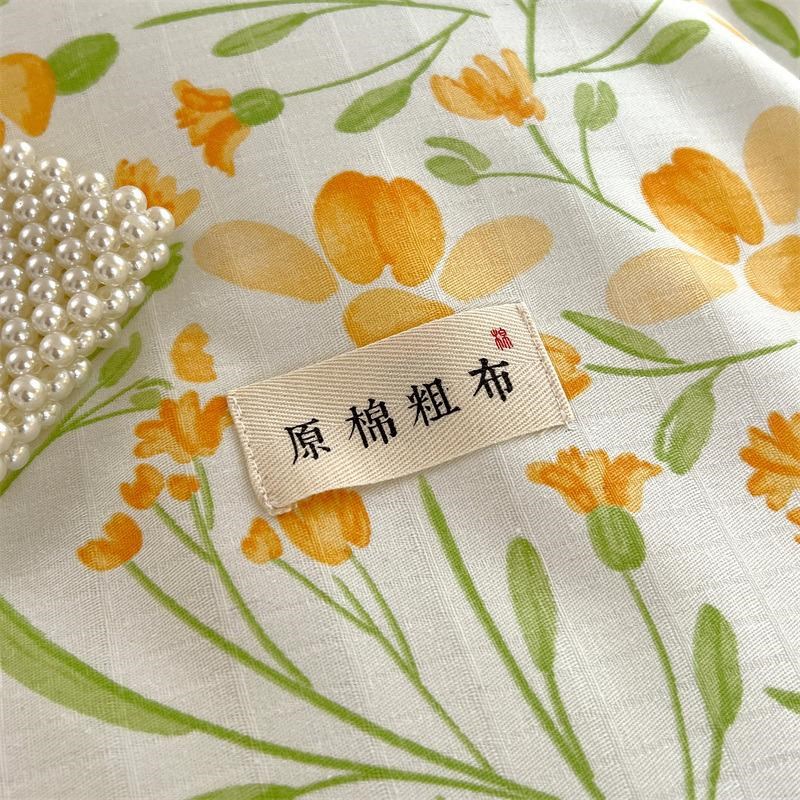 新款 纯棉老粗k布四件套 活性印染粗布床单被套床品