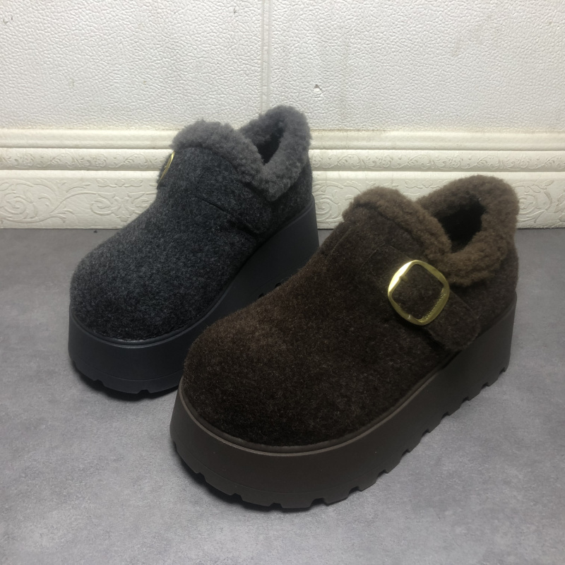 撤柜断码处理女鞋2025冬季新款时尚加绒厚底百搭魔术贴勃肯女鞋