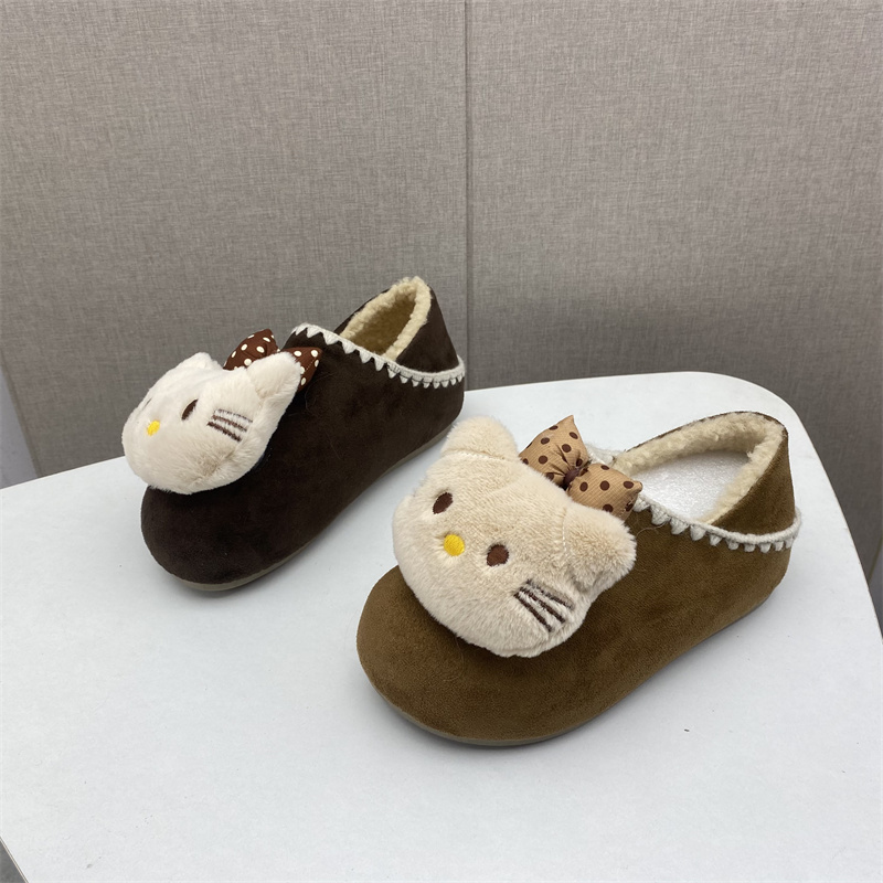 撤柜断码处理女鞋2025冬季新款时尚甜美卡通勃加绒保暖蝴蝶结肯鞋