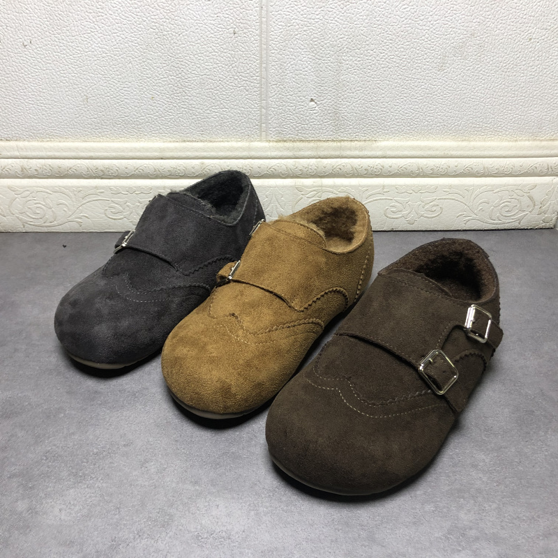 撤柜断码处理女鞋2025冬季新款时尚舒适圆头低跟皮带扣休闲勃肯鞋