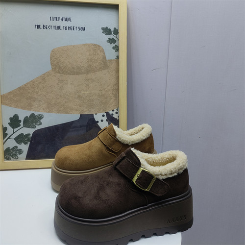 撤柜断码处理女鞋2025冬季新款时尚加绒厚底保暖魔术贴懒人勃肯鞋