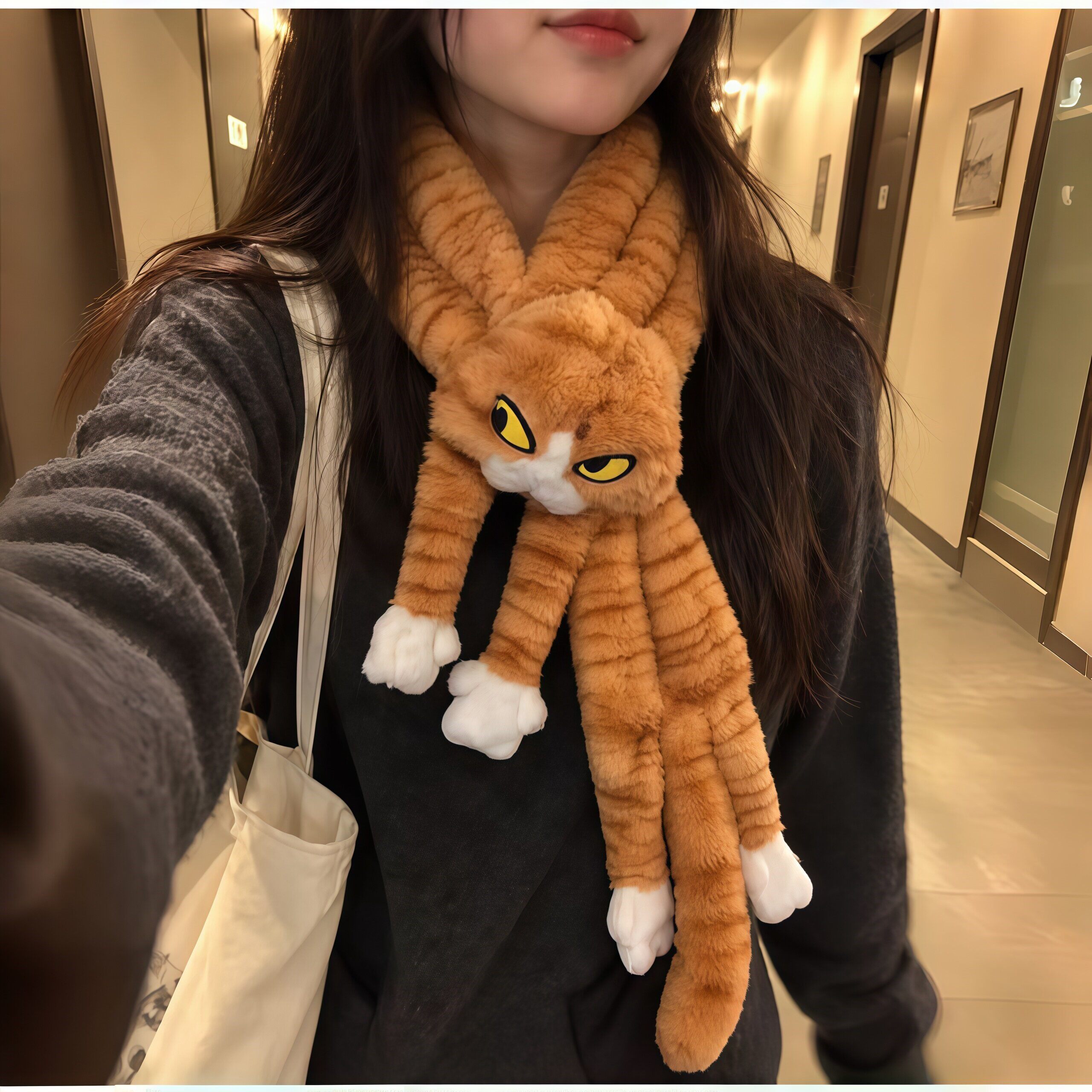 老吴猫围巾女冬季毛绒保暖棘背龙