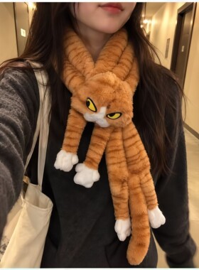 老吴猫围巾女冬季毛绒保暖棘背龙