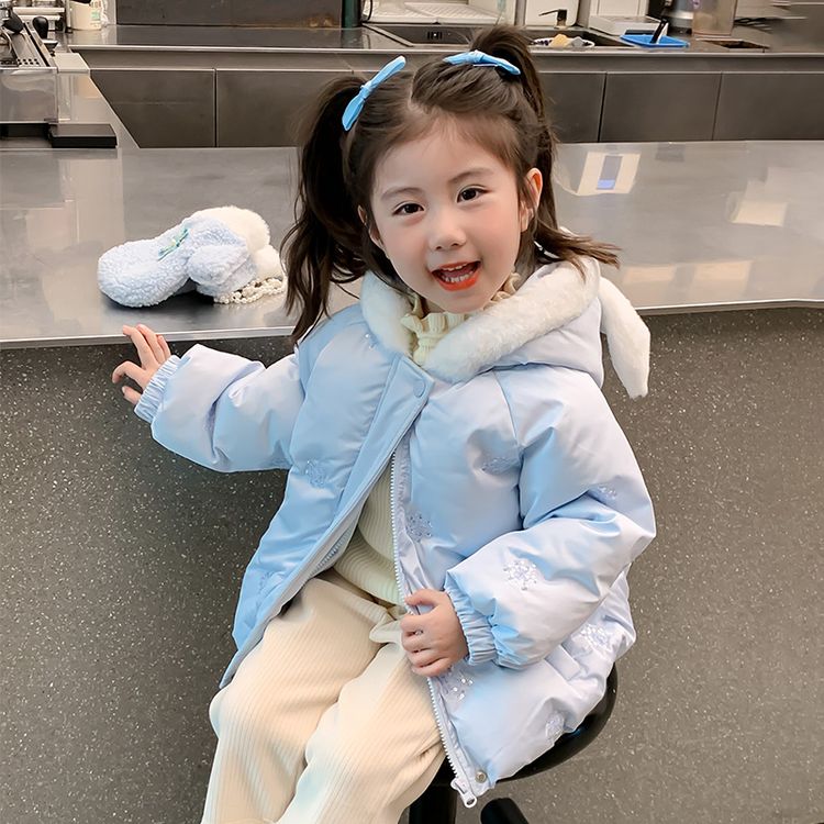 女童棉服冬装可爱兔子耳朵2025新款加厚大小童羽绒棉服小女孩外套