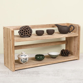 桌面博古架实木中式 茶具茶架置物架茶壶架子多宝阁展示架摆件茶杯