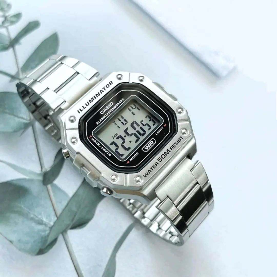 卡西欧小银块小方块 复古防水运动手表 明星同款 w-218hd-1a/217