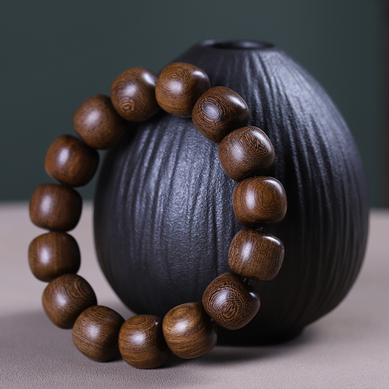 绿檀小叶紫檀黄花梨金丝楠绿檀檀香木老型桶珠算盘枣珠绕指柔手串