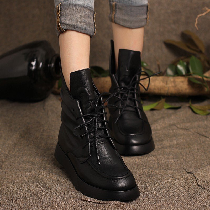 天妮格真皮女士马丁靴专柜新品