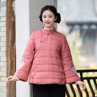 2025秋冬新款复古绣花棉服短款保暖上衣外套女宽松A版国风棉衣潮