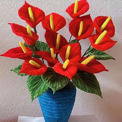 鸿运当头红掌材料包花束手工编织制作材料包创意diy加密七夕节