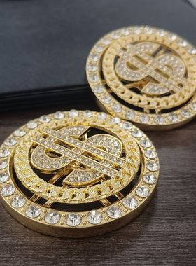 DIY时来运转美金手机背贴镶钻手机壳陀螺减压金币