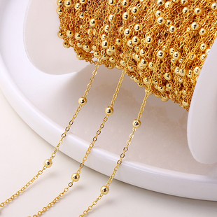 14K18K保色夹珠链条金属手工diy项链手链配件衣服装 饰链条饰品链