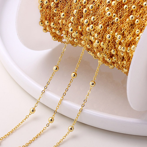 14K18K保色夹珠链条金属手工diy