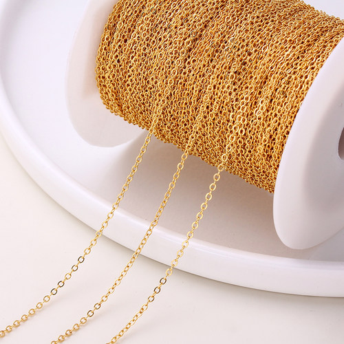 手工diy14K18K保色扁o链扁十字链