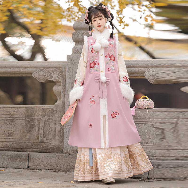 椿屿集原创汉服女【盈枝雪】明制对襟长比甲马面裙加厚日常秋冬款