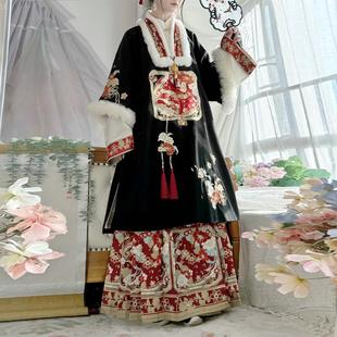 椿屿集原创汉服女【瑞雪昭昭】明制合领长衫马面裙加厚日常秋冬款