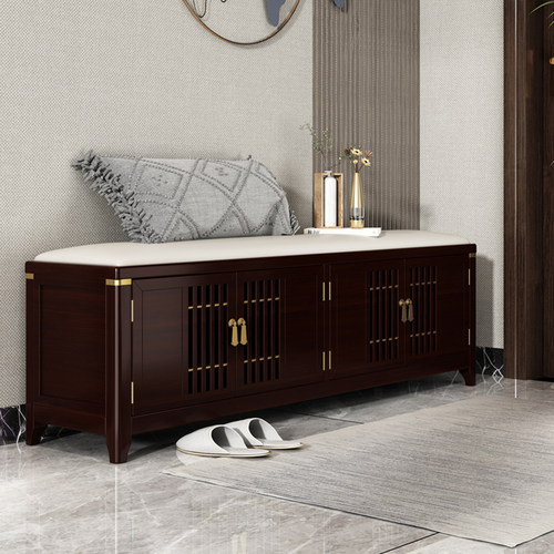 海仁新中式实木换鞋凳