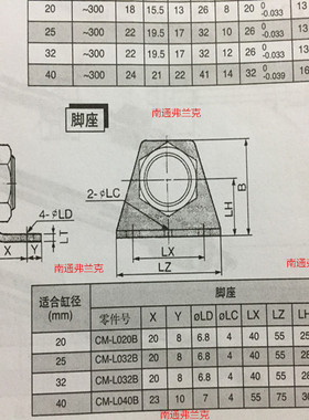 CM2系列标准型气缸脚座CM-L020B CM-L032B CM-L040B