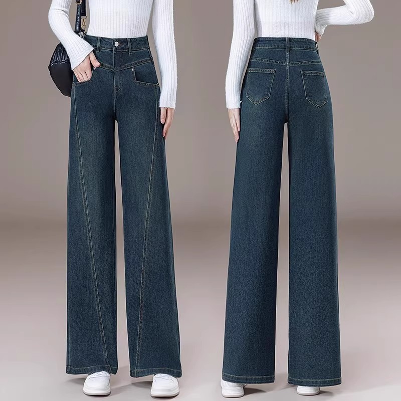 新塘阔腿牛仔裤女款2025新款春秋广州十三行爆款梧桐裤郑州女裤子