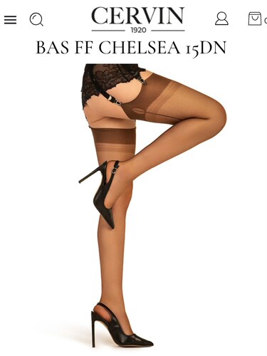 法国Cervin Chelsea 30D FFC性感薄款背线锁眼无弹力吊带长筒袜