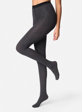 停产款限量Marilyn GRACE R02 60D 天鹅绒花灰格纹提花时尚连裤袜