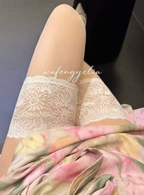 停产限量西班牙 CdR TIFFANY 17D白色宽蕾丝脚尖纯尼龙防滑长筒袜