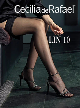 23秋冬新品CdR 子品牌 LIN BAS 10D黑色简约窄袜口防滑丝感长筒袜