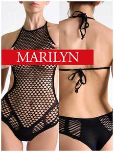 挂脖系带三角连体衣超弹镂空圆点 新品 波兰MARILYN 24春季 H24均码