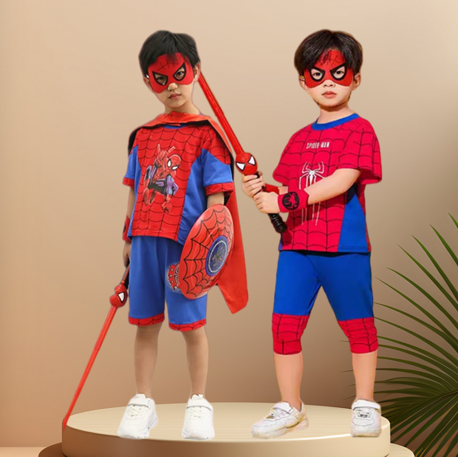 蜘蛛侠儿童套装男童cosplay服装幼儿园男孩角色扮演走秀夏季衣服