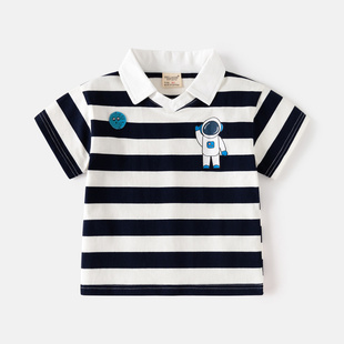 T恤宝宝翻领休闲短袖 条纹儿童短袖 上衣潮 韩版 20252025男童POLO衫
