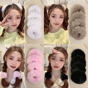 双马尾毛绒发圈秋季可爱日系扎头发皮筋皮套女头绳头饰不伤发发绳