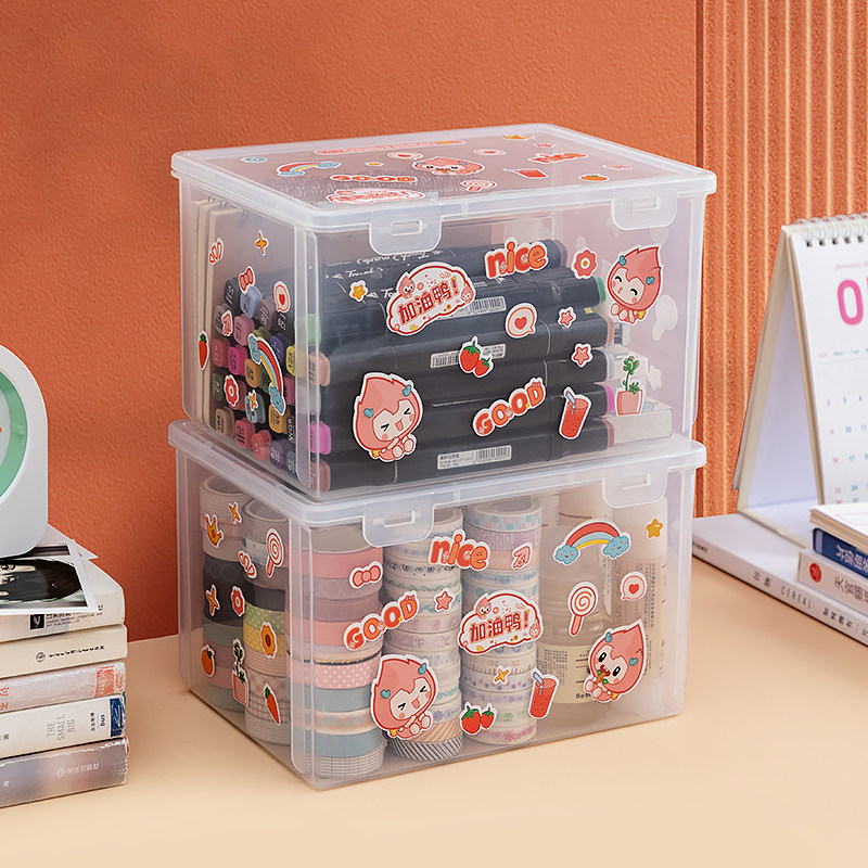 小型收纳盒带盖胶带印章手账桌面储物盒透明有盖盒子,收纳整理,桌面收纳盒,淘宝优惠券,粉丝福利购,淘宝优惠卷
