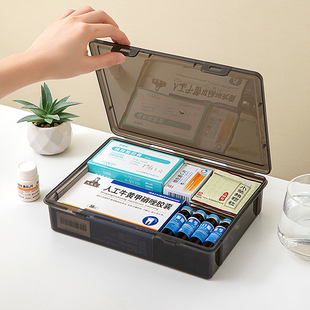 药盒大容量扁平透明药物药剂急救药品医用车载便携黑色避光药箱