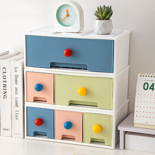桌面收纳盒抽屉式大容量多层可叠加书桌办公室文具文件整理盒子