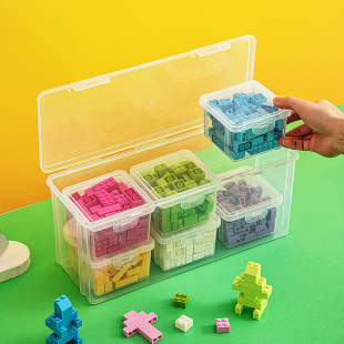 积木收纳盒玩具大容量翻盖防尘儿童小颗粒拼装分类牙胶透明储物箱