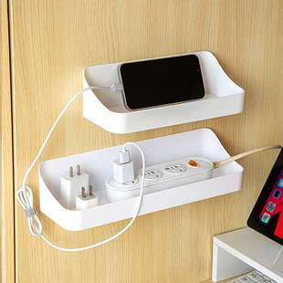 插排插线板壁挂免打孔充电线墙上固定理线器宿舍桌下数据线收纳盒