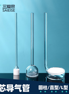 三爱思 砂板导气管T69 爆气玻璃管扩散管氧气管曝气头气体分布器 直型圆柱L型多孔砂芯 物理化学实验室器材