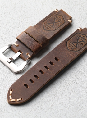 适配TIMEX天美时航海家真皮表带男潮汐T2N721/720硬汉棕色牛皮带