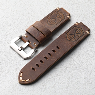 适配TIMEX天美时航海家真皮表带男潮汐T2N721/720硬汉棕色牛皮带