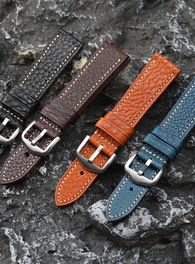 手工意大利MBOX真皮男表带18 20 22MM头层牛皮柔软适配华为GT4 5