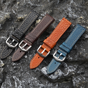 手工意大利MBOX真皮男表带18 20 22MM头层牛皮柔软适配华为GT4 5