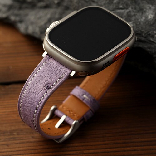 手工鸵鸟皮表带适配Applewatch