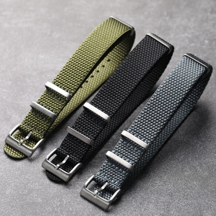 高强度耐磨北约NATO表链20MM 22MM 黑绿灰复古男适配精工表带潜水