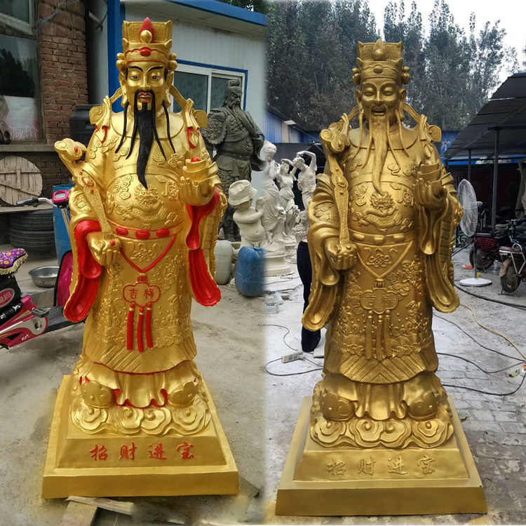 室内外文财神雕塑大堂财神爷雕像玻璃钢财神雕像金色彩绘财神雕塑