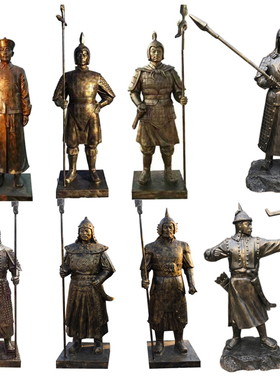 仿铜站岗士兵雕塑蒙古士兵武士雕像成吉思汗雕塑三国明清士兵雕塑