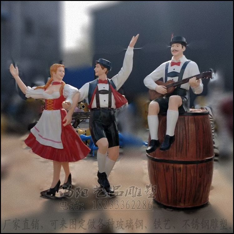 室内外西部牛仔跳舞雕塑啤酒节人物雕塑啤酒广场节日欢庆人物摆件